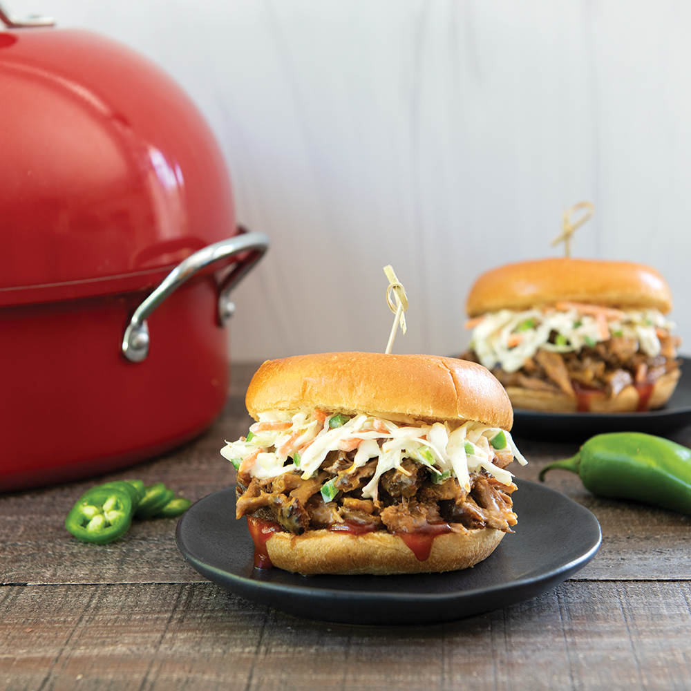 Visit BBQ Smoked Pulled Pork Sandwiches with Jalapeño Coleslaw Recipe