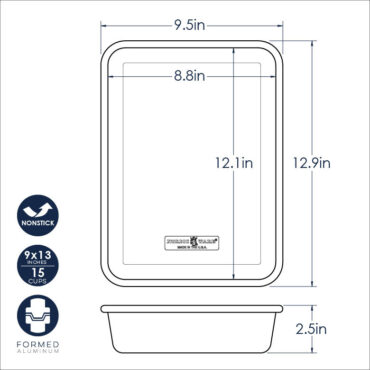Brilliant 9x13 Cake Pan dimensional drawing