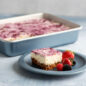 Brilliant 9x13 baking pan with rippled bars, one rippled bar plated in foreground